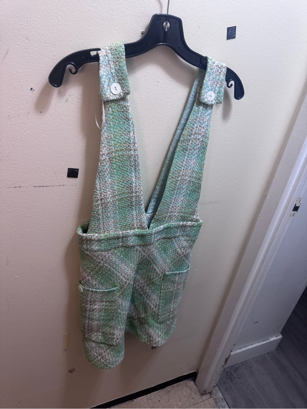Zara Mint Green Tweed Overall Romper size small
